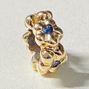 Genuine Pandora 14k Yellow Gold Sapphire Tiny Flower Spacer Charm